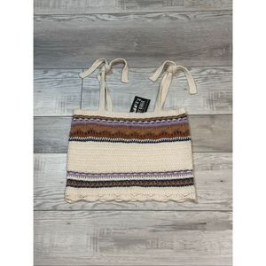 POL hippie BoHo crop knit tank top size S